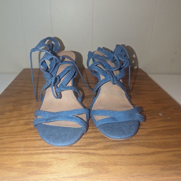Torrid 13w  denim lace up sandals - Picture 2 of 5